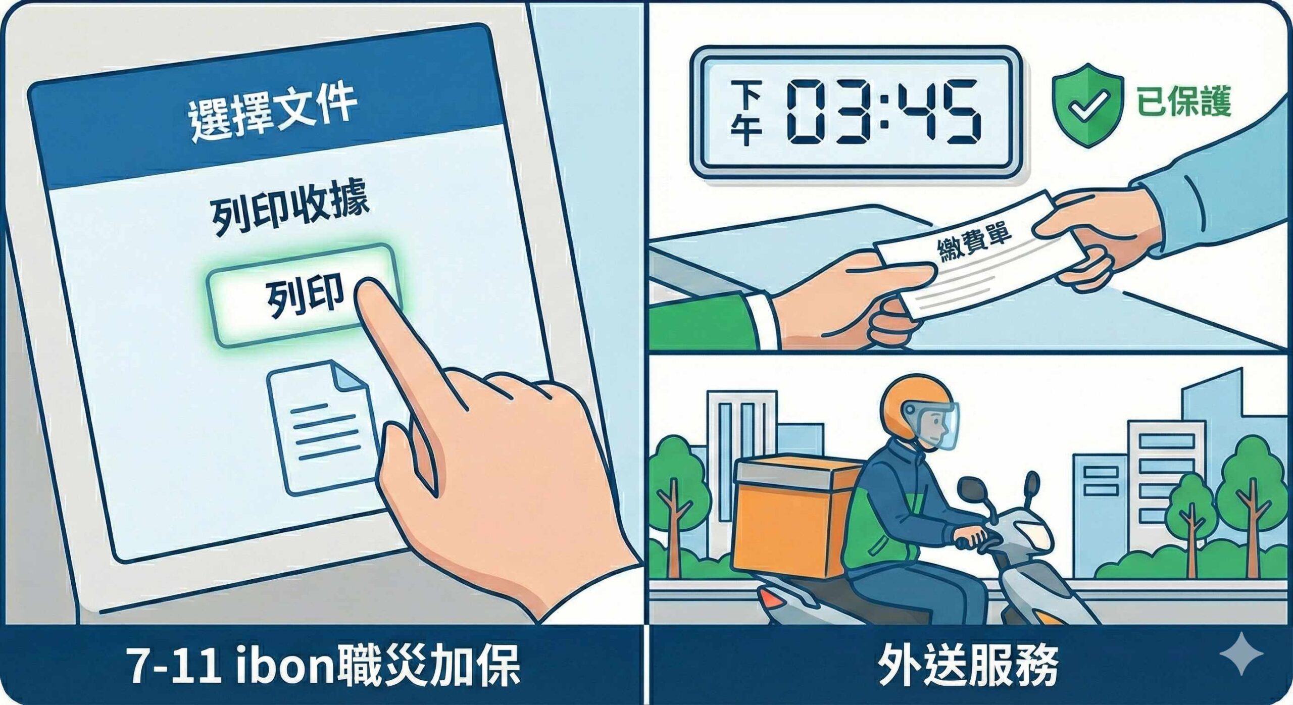 外送員非典型勞工職災加保到7-11ibon操作超方便，銅板價換大保障